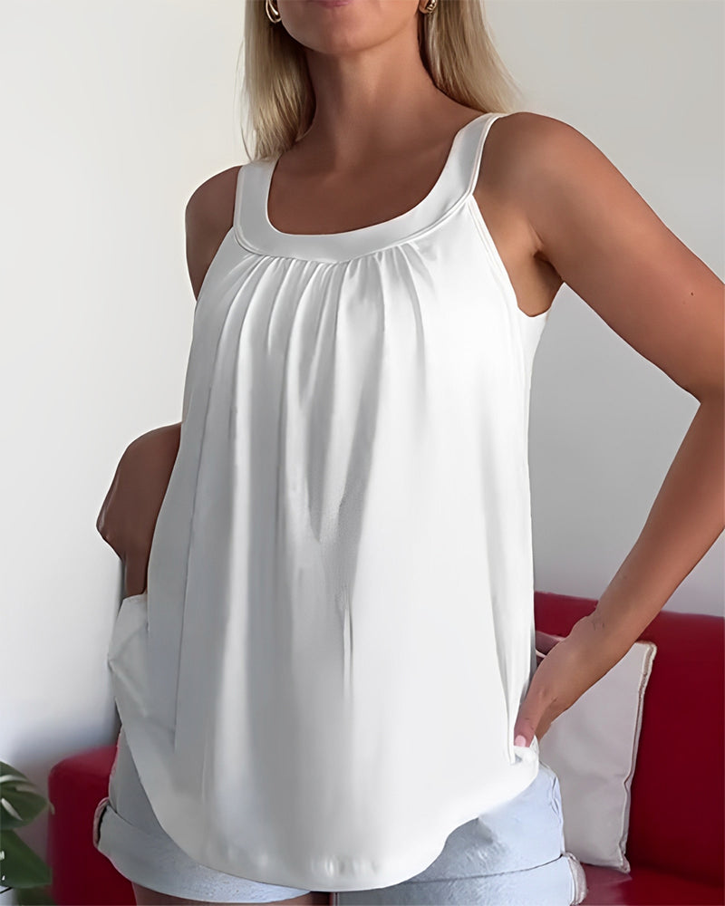 Pleated solid tank top set