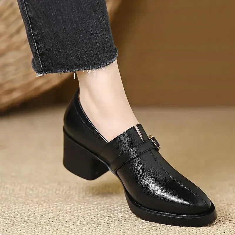 Celina | Zapatos de Tacón Ancho de Piel