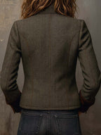 Honorina | Blazer Vintage de Espiga con Ribetes en Contraste