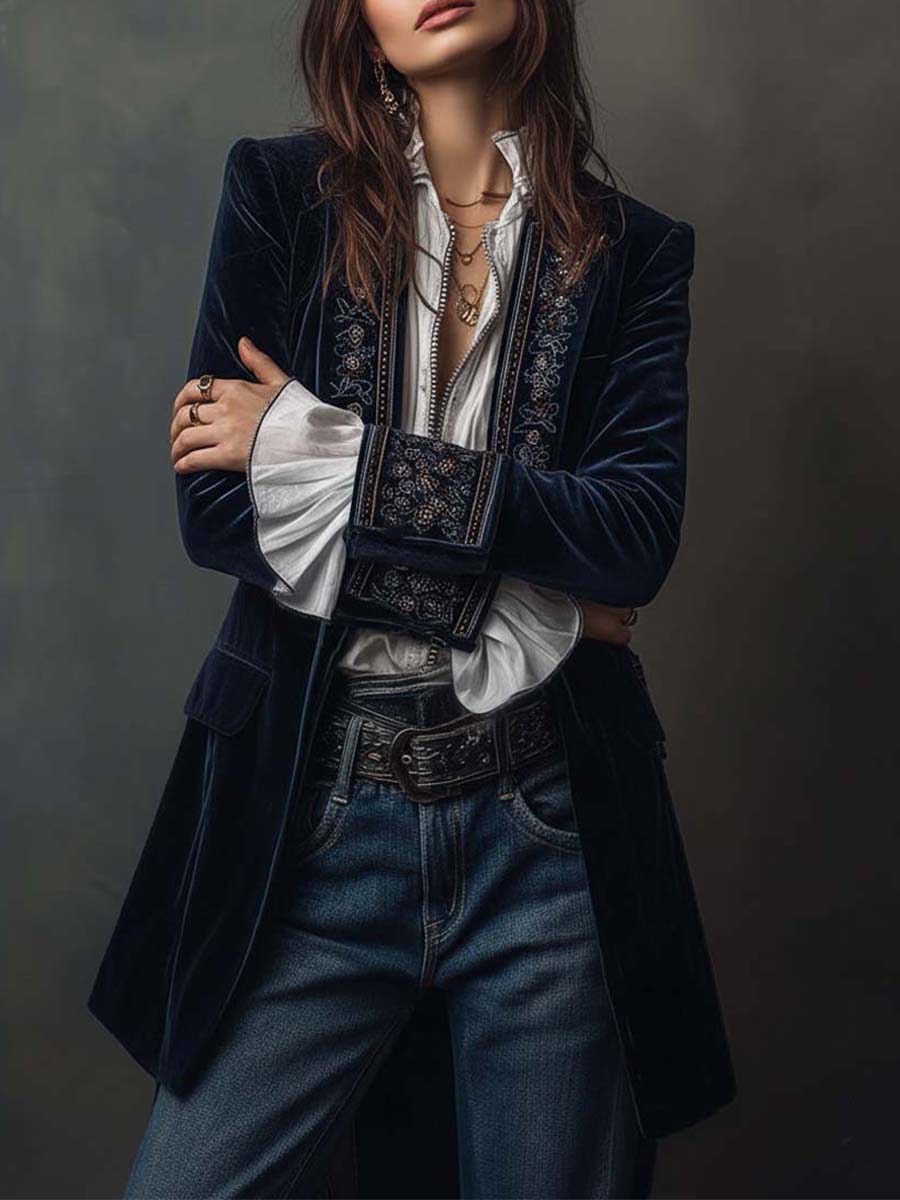 Atenea | Chaqueta Larga Bordada Vintage