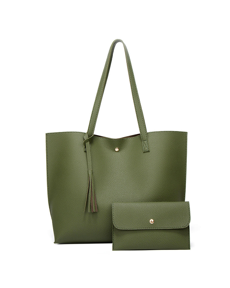 Bolso bandolera de color liso con borlas y gran capacidad