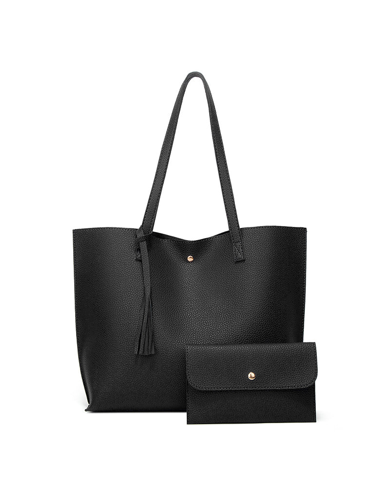 Bolso bandolera de color liso con borlas y gran capacidad