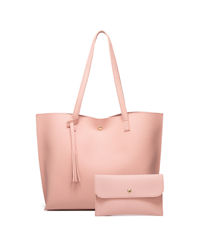 Bolso bandolera de color liso con borlas y gran capacidad