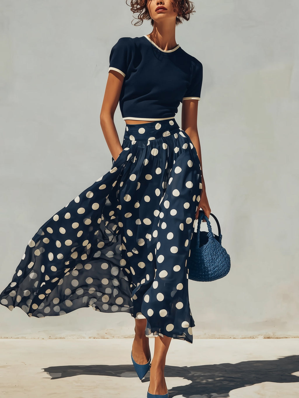 Dolores | Conjunto de Jersey y Falda de Lunares