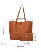 Solid-colored crossbody bag with tassels and large capacity