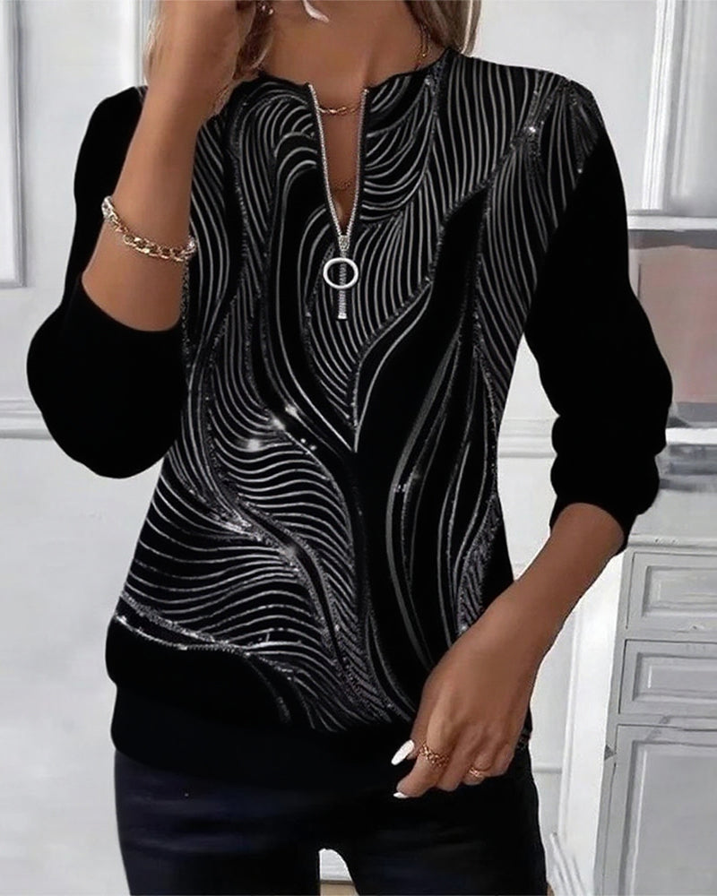 Jersey casual estampado con cremallera
