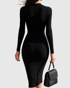 Begoña | Vestido Midi de Punto Canalé con Cremallera Frontal