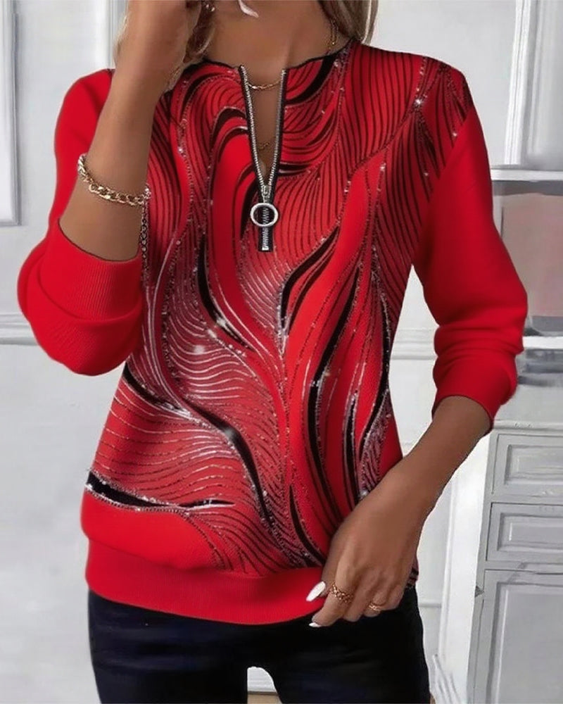 Jersey casual estampado con cremallera