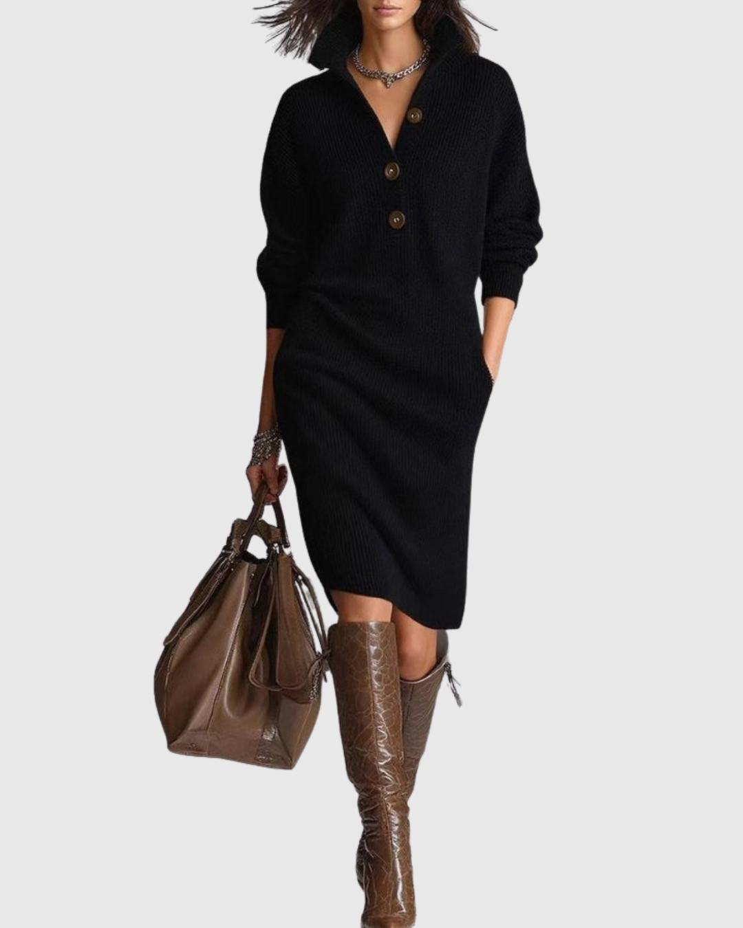 Martina | Vestido Midi de Punto de Lana para Invierno
