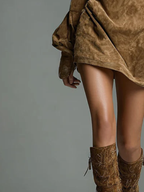 Elvira | Vestido de Ante con Cuello Alto