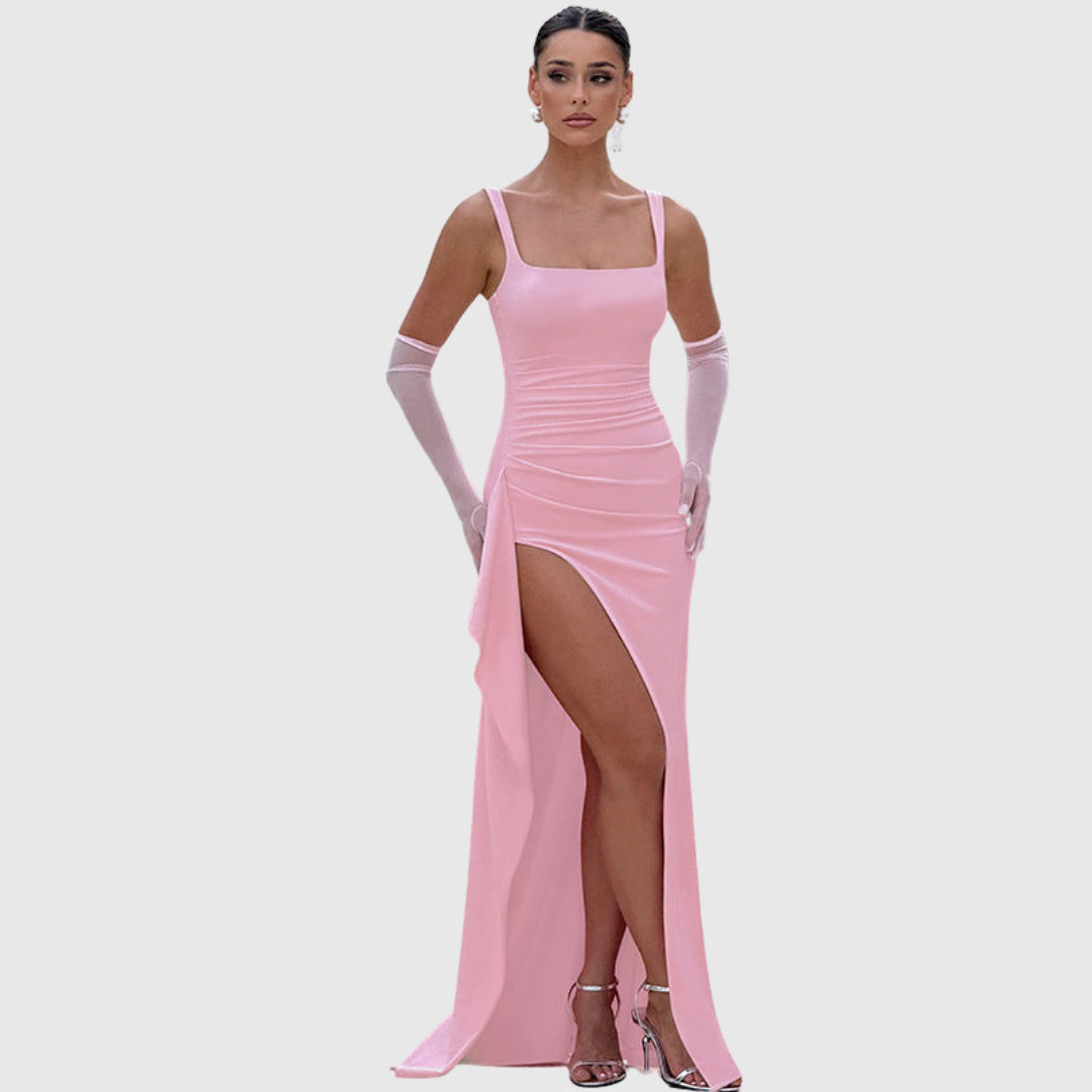 Eva | Vestido Largo Lencero de Fiesta con Espalda Abierta