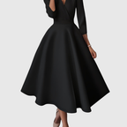 Blanca | Vestido Midi Entallado de Talle Alto con Detalles Románticos