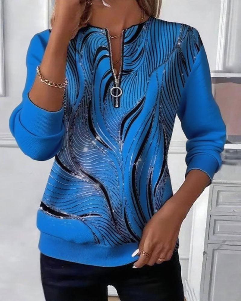 Jersey casual estampado con cremallera