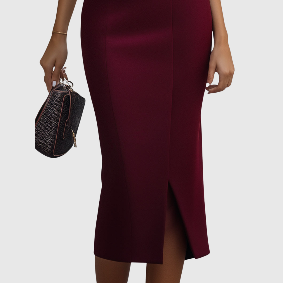 Cayetana | Vestido Midi sin Mangas Burdeos