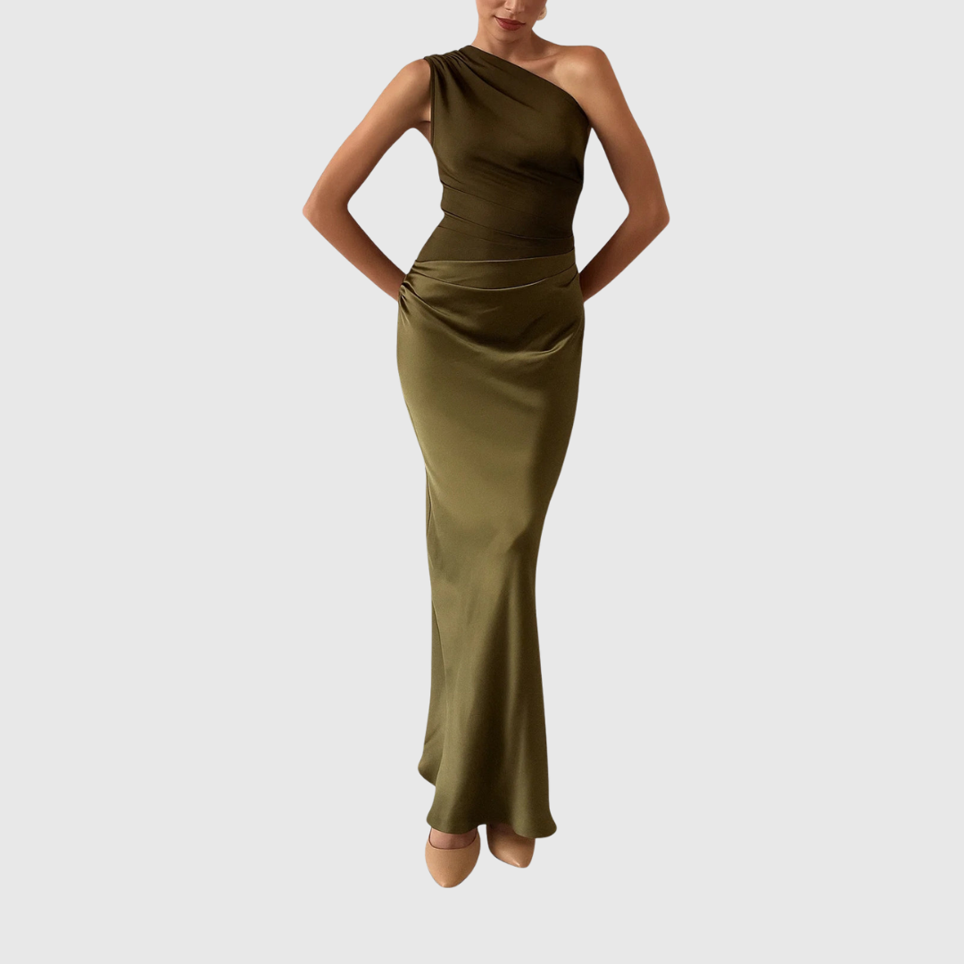Laura | Vestido de Noche Satinado Asimétrico