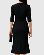 Cristina | Vestido Midi Negro Clásico