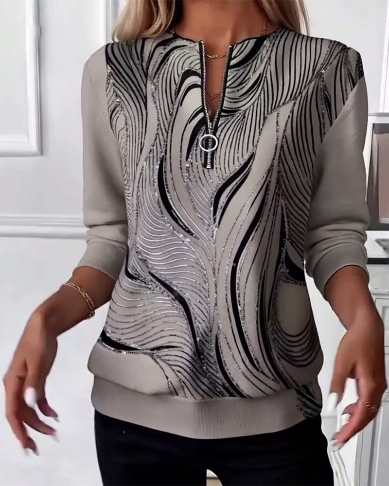 Jersey casual estampado con cremallera