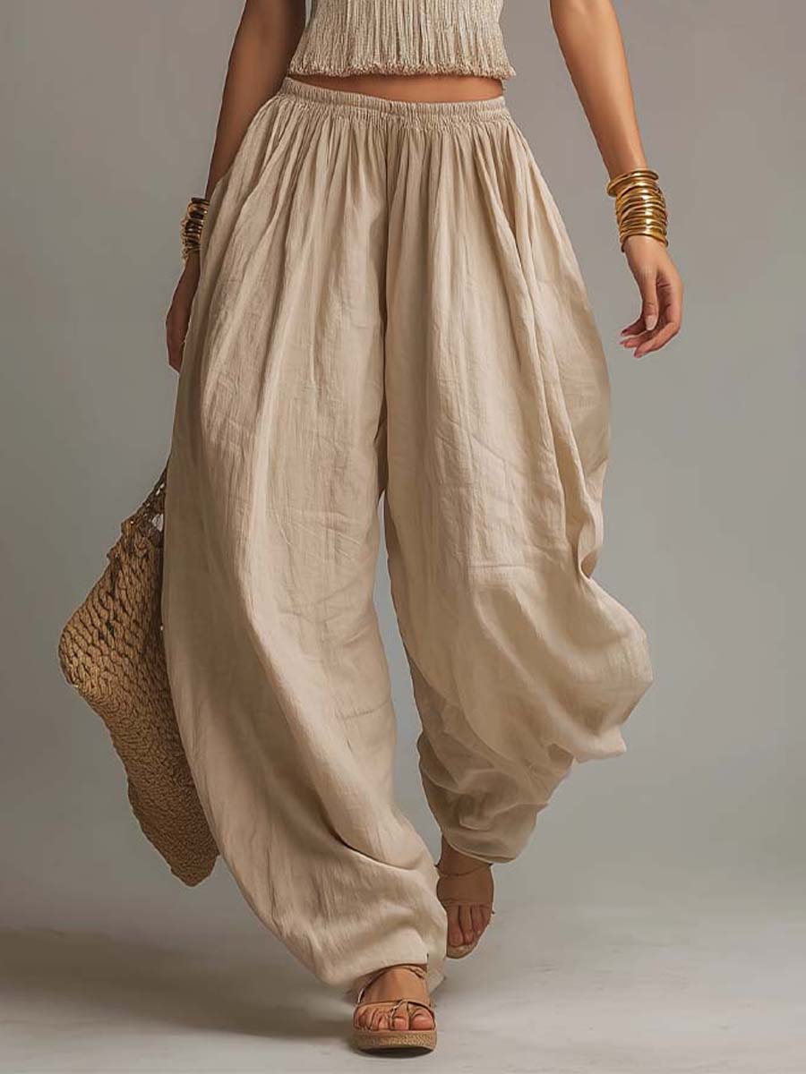 Lucía | Conjunto de Top Halter y Pantalón Ancho de Algodón y Lino