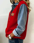 Long-sleeved elegant sweater with denim