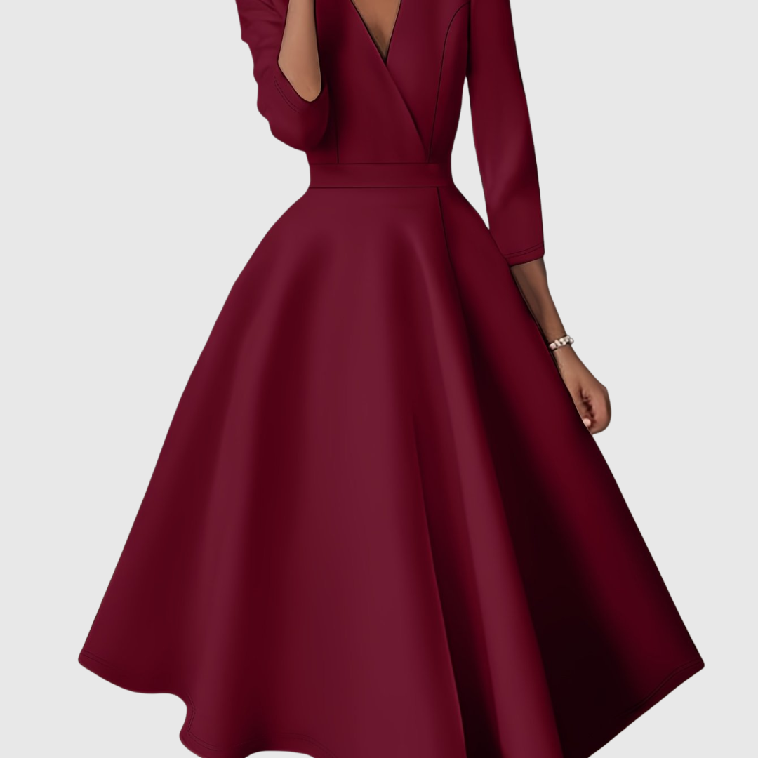 Blanca | Vestido Midi Entallado de Talle Alto con Detalles Románticos