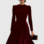 Macarena | Vestido Elegante de Invitada Azul Marino y Burdeos