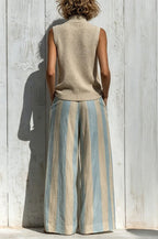 Alba | Conjunto de Top Sin Mangas y Pantalón Ancho de Rayas