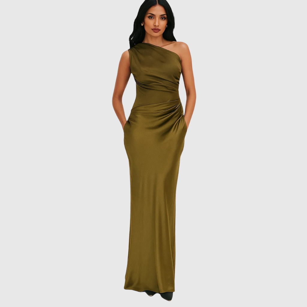Laura | Vestido de Noche Satinado Asimétrico