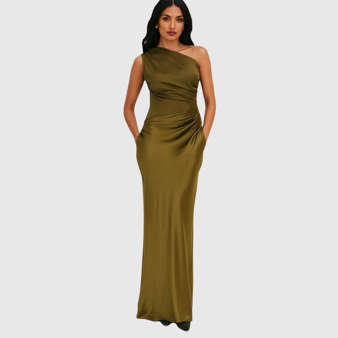 Laura | Vestido de Noche Satinado Asimétrico