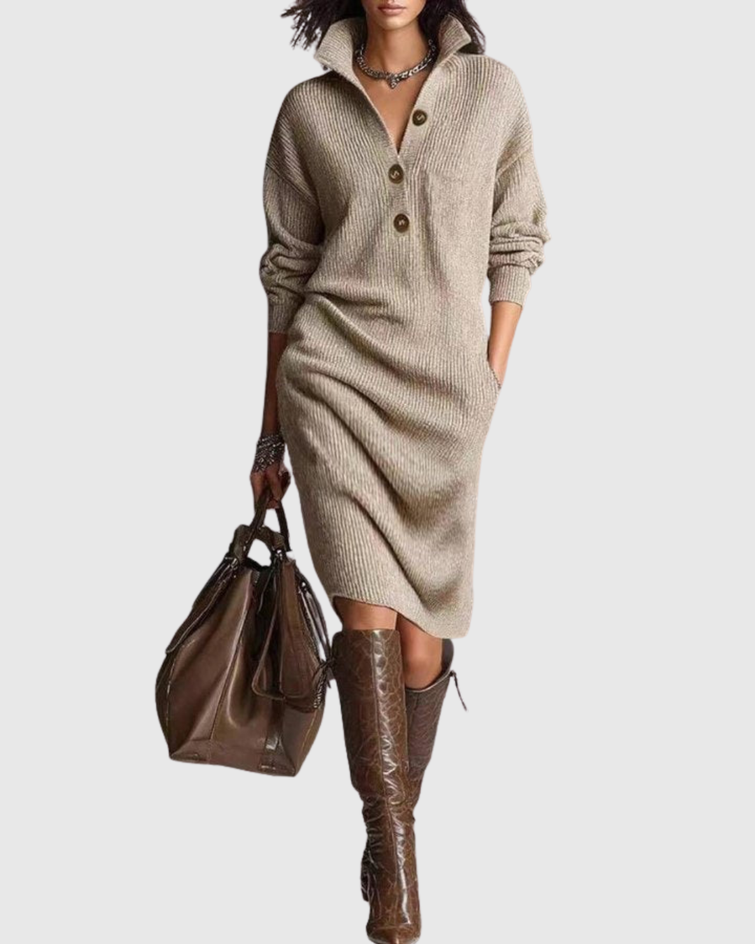 Martina | Vestido Midi de Punto de Lana para Invierno