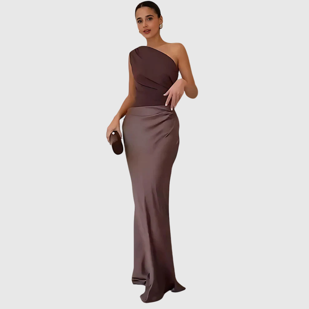 Beatriz | Vestido Largo Satinado de un Hombro