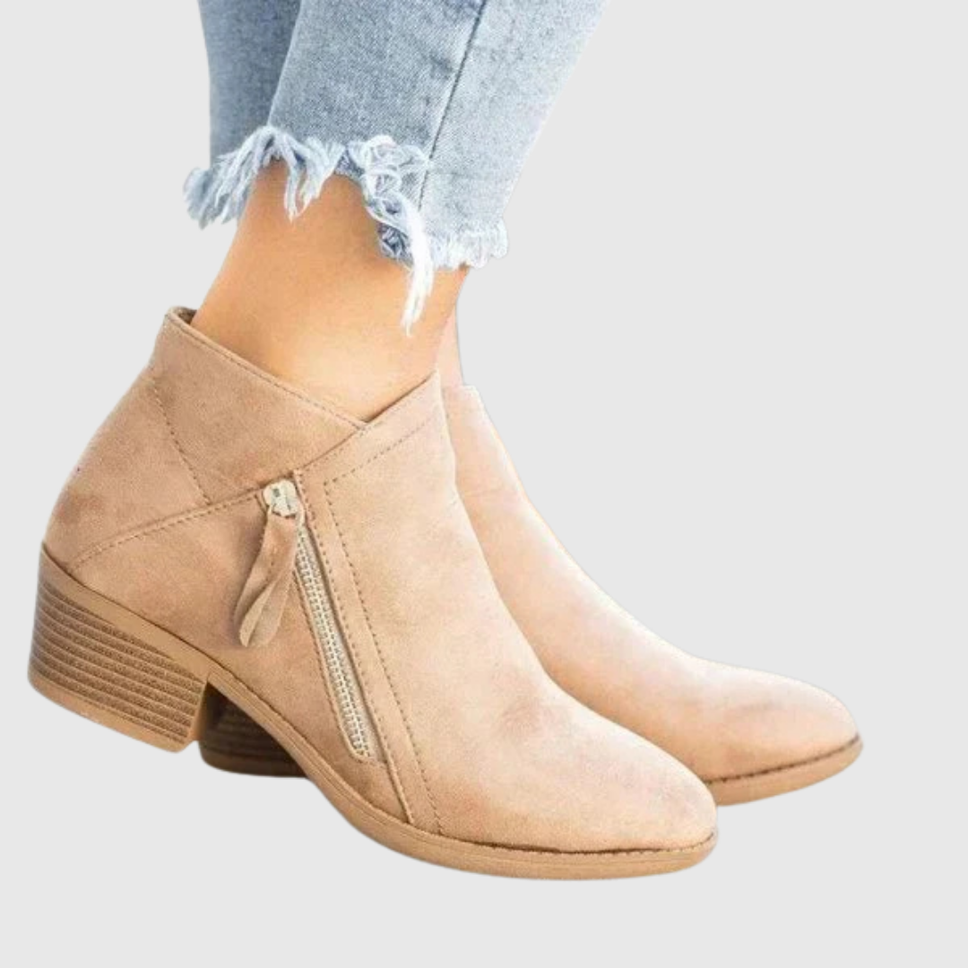 Aitana | Botines de Piel con Cremallera Lateral