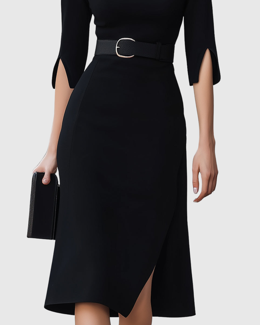 Cristina | Vestido Midi Negro Clásico