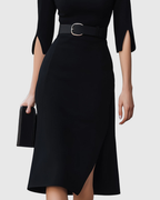 Cristina | Vestido Midi Negro Clásico