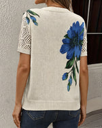 Blusa de punto con cuello en V y estampado floral