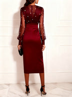 Ariadna | Vestido de Malla con Detalles de Perlas