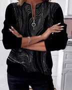 Printed casual zip-up sweater