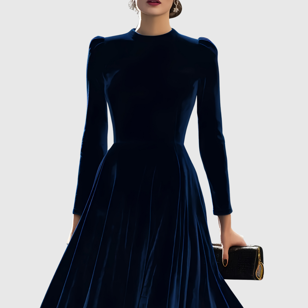 Macarena | Vestido Elegante de Invitada Azul Marino y Burdeos