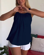 Conjunto de camiseta de tirantes lisa plisada