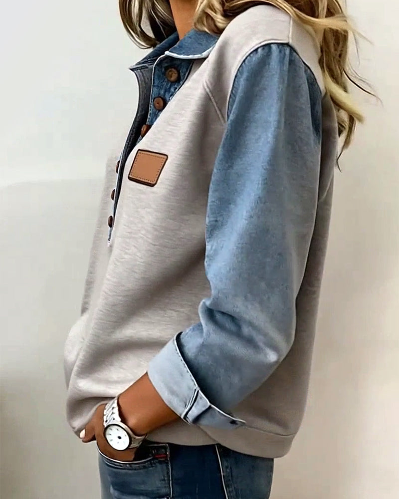 Jersey elegante con mezclilla de manga larga