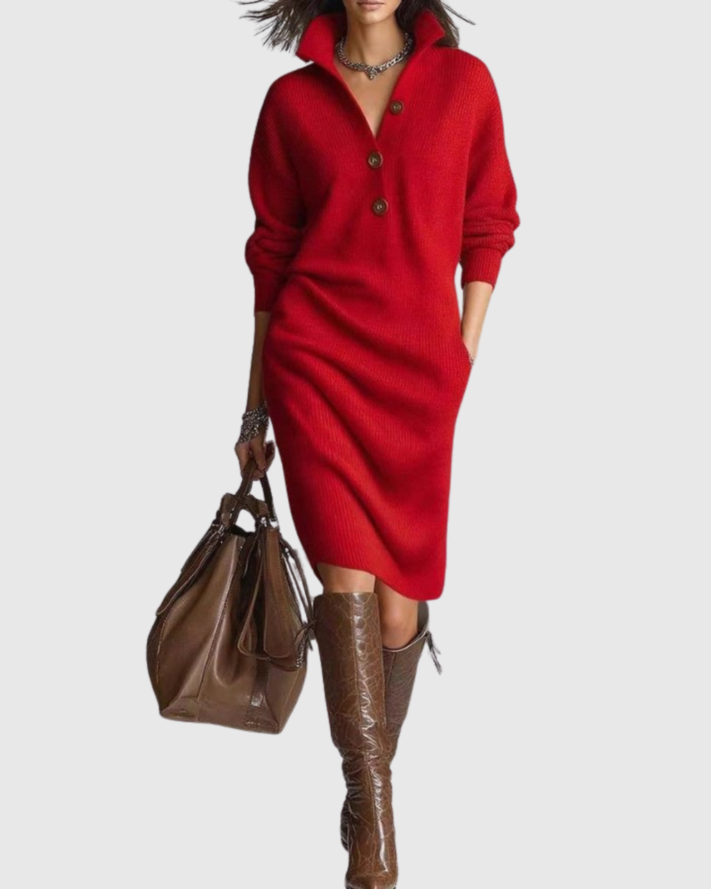Martina | Vestido Midi de Punto de Lana para Invierno