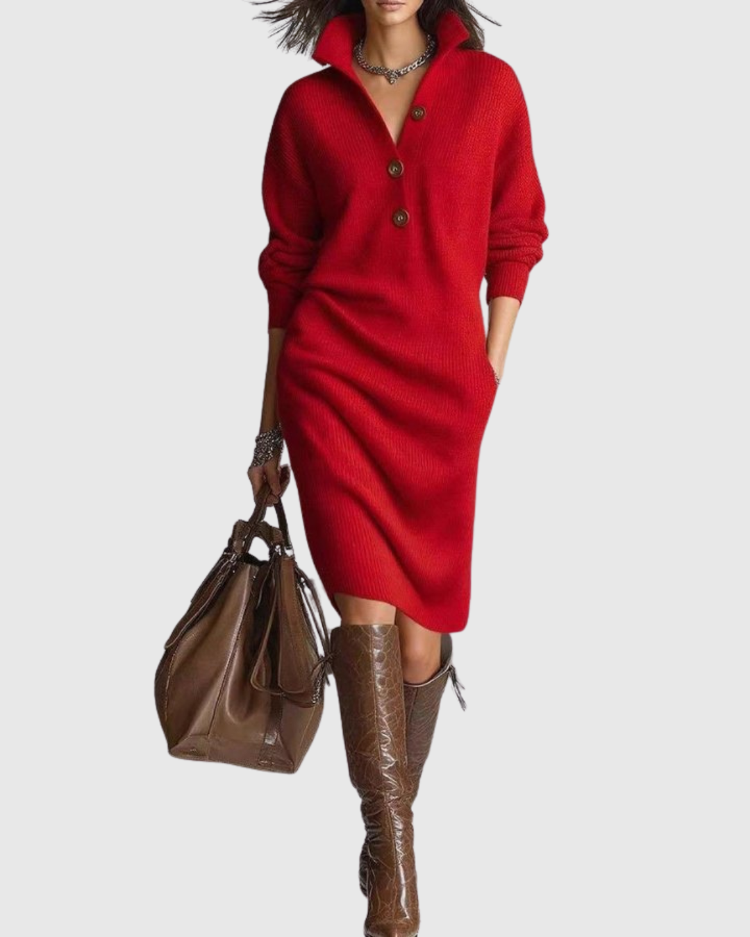 Martina | Vestido Midi de Punto de Lana para Invierno