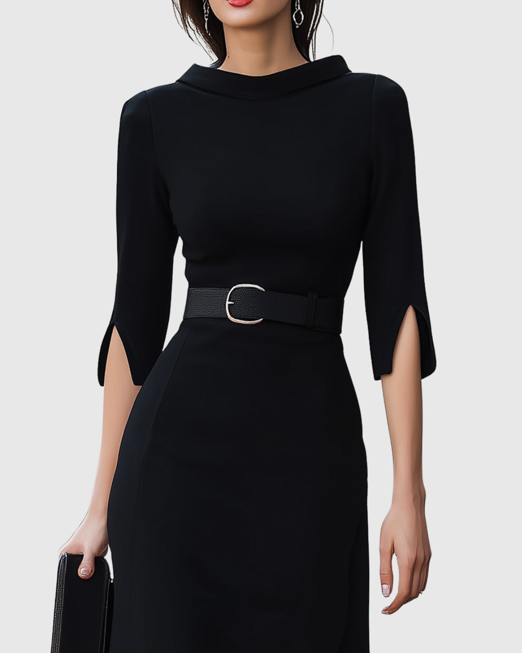 Cristina | Vestido Midi Negro Clásico