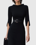 Cristina | Vestido Midi Negro Clásico