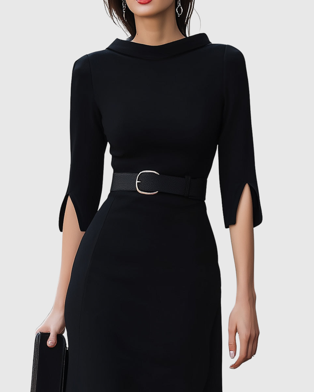 Cristina | Vestido Midi Negro Clásico