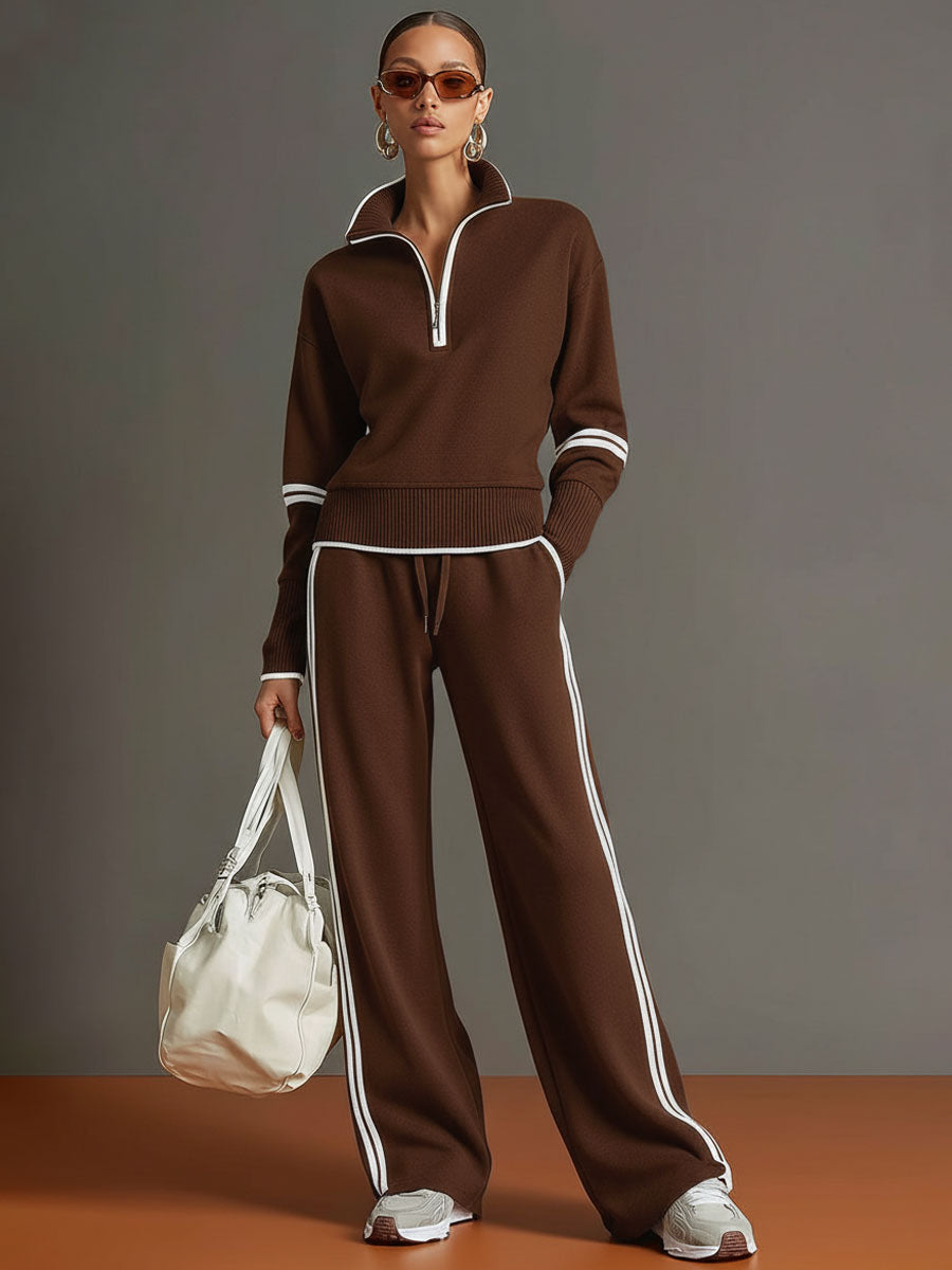 Daniela | Conjunto Deportivo de Sudadera con Media Cremallera y Pantalón Ancho