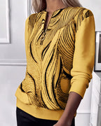 Printed casual zip-up sweater