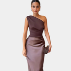 Beatriz | Vestido Largo Satinado de un Hombro