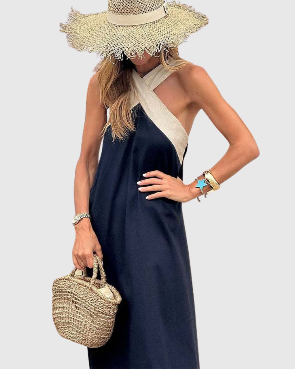 Nuria | Vestido con Cuello Cruzado