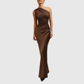 Laura | Vestido de Noche Satinado Asimétrico