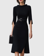 Cristina | Vestido Midi Negro Clásico